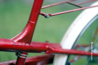 prominent frame gusseting supports seat tube