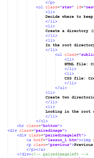 screenshot of part of html file showing how tidy it is